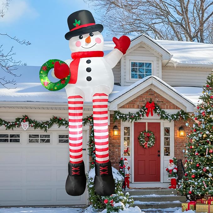 OurWarm 10FT Giant Christmas Inflatables, Sitting Inflatable Snowman Christmas Decorations Outdoor with Built-in LED Lights, Cute Christmas Blow up Yard Decorations for Xmas Roof Balcony Lawn Decor - skull inflatable