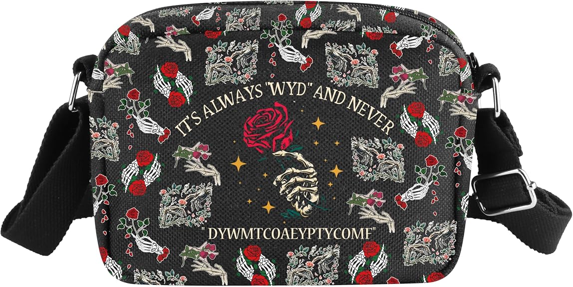 MBMSO Skeleton Hand Holding Rose Crossbody Bag Smut Reader Gifts Gothic Purse Dark Romance Book Lover Gift Skeleton Bag - sugar skull handbags for sale