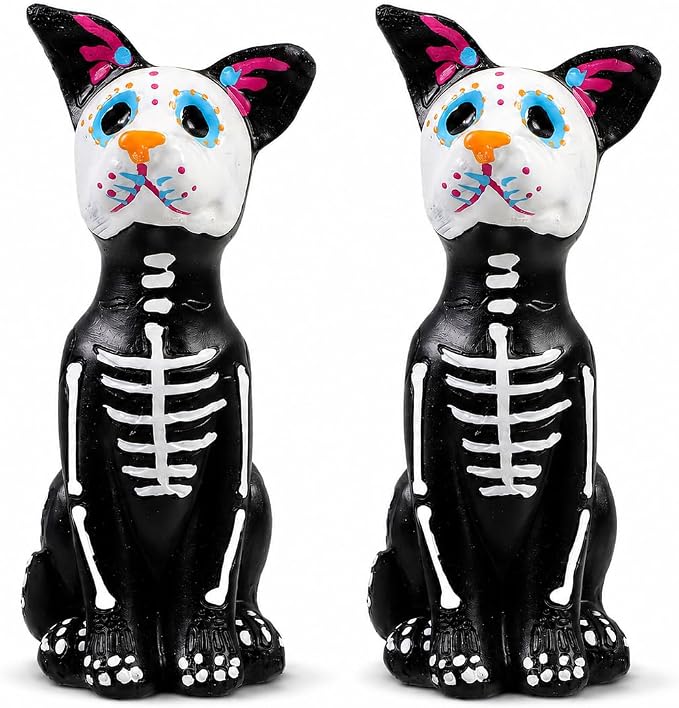 Garneck 2PCS Day of the Dead Dog Figurines Resin Skeleton Dog Decor Statues - skull figurine
