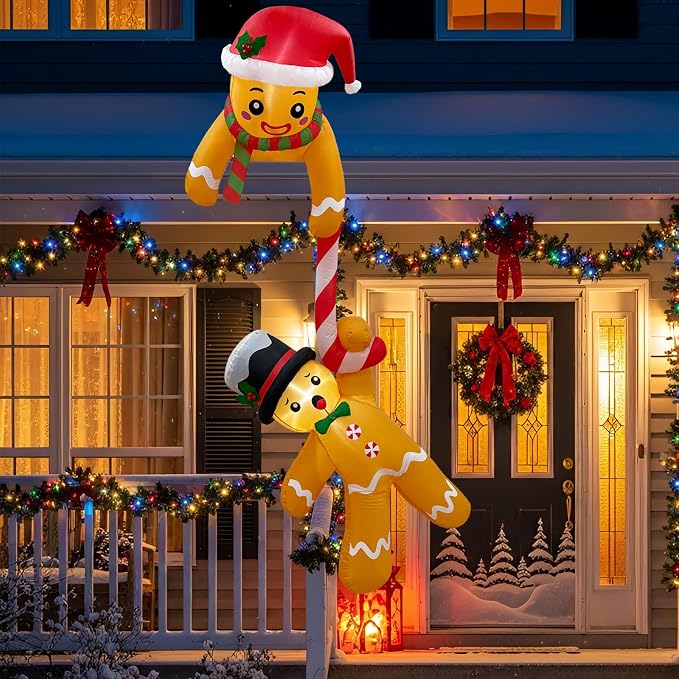 AerWo 7FT Christmas Inflatables, Gingerbread Inflatable Christmas Outdoor - skull inflatable