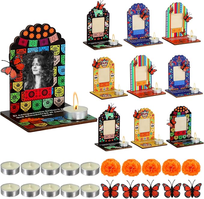 Dia De Los Muertos Decorations Picture Frames-Day of the Dead Ofrenda Altar - skull candle