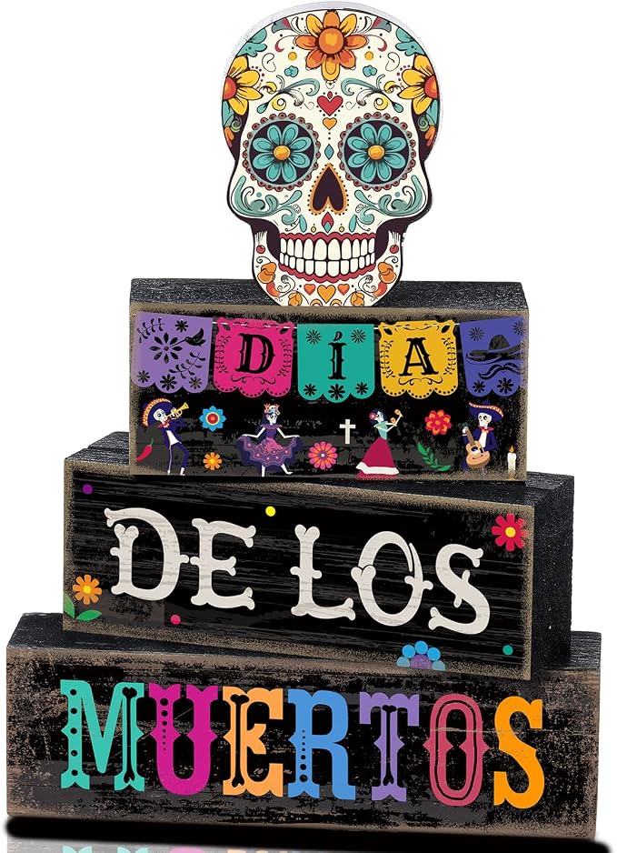 Lineshading 4 Pcs Day Of The Dead Table Decorations Sugar Skull Decor - skull figurine