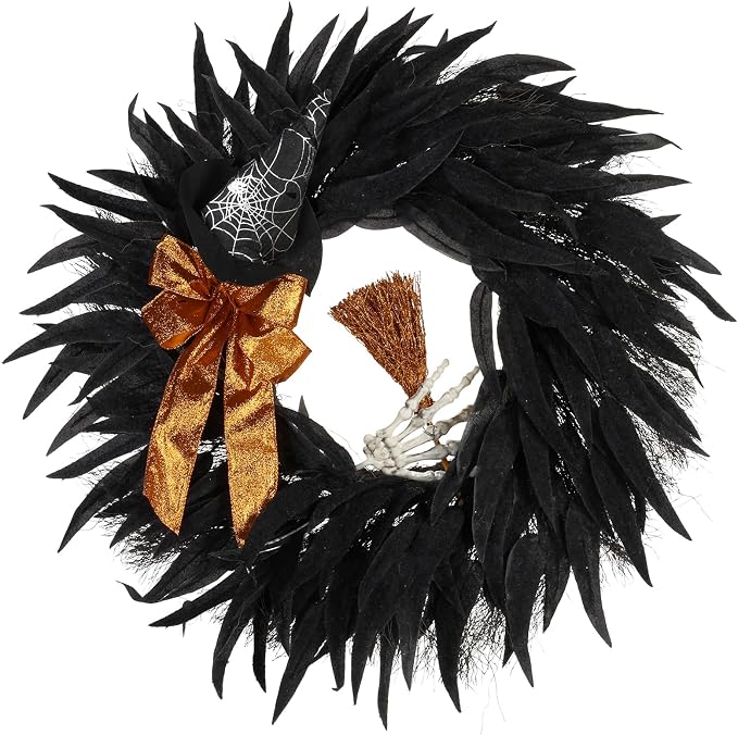 Halloween Wreaths for Front Door 26inch Black Door Wreaths - skull wreath