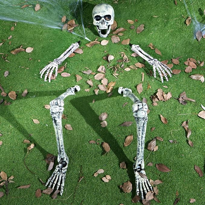 JOYIN 5 Pcs Halloween Skeleton Decorations Outdoor, Life Size Skeleton Yard Stakes, Groundbreaker Skulls Decor for Graveyard Yard Lawn Garden Ground Party Supplies - skeleton