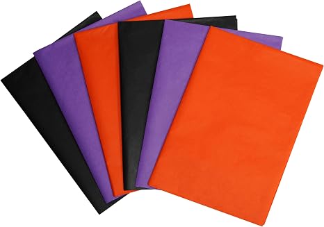 120 Sheets Halloween Tissue Paper for Gift Bags, 20" x 14" Black Orange Purple Wrapping Tissue Paper for Halloween Decoration DIY Craft - skull toilet paper