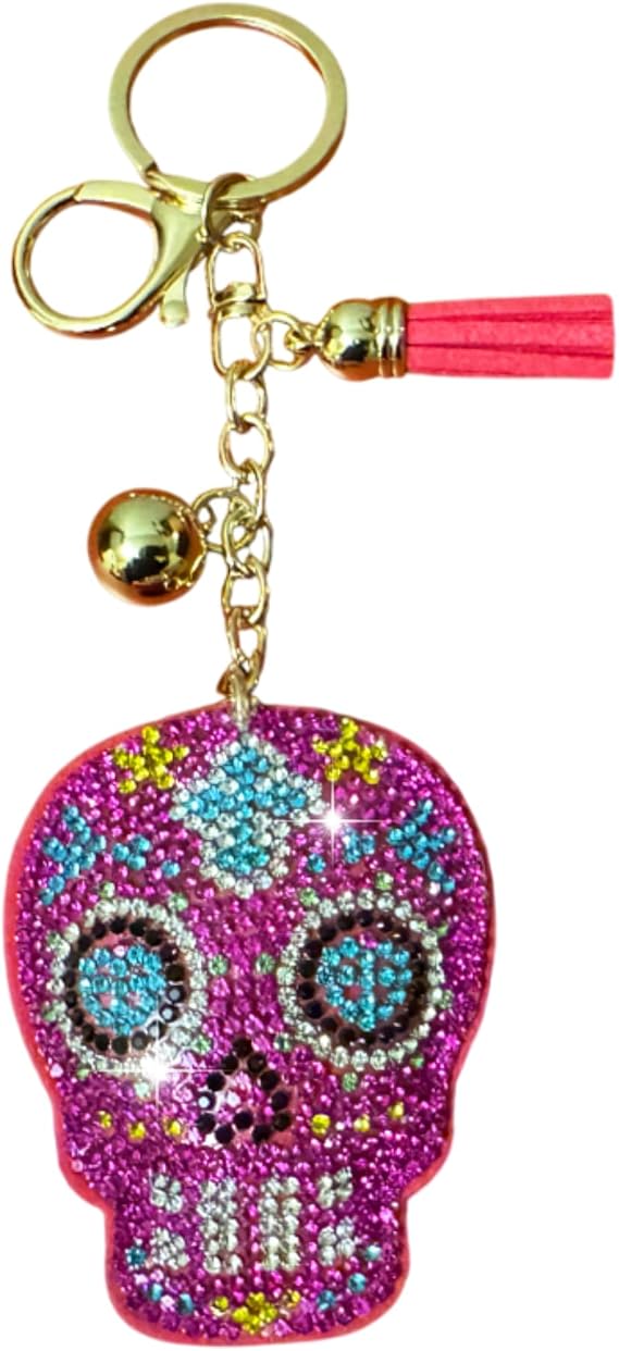Popfizzy Double Sided Keychains for Women and Girls, Rhinestone Bag Charm, Sparkly Bling Purse Charms, Cool Gifts for Women - sugar skull handbags for sale