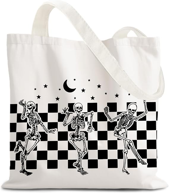 FBB Goth Spooky Halloween Reusable Grocery Shopping Bag - skull suitcase