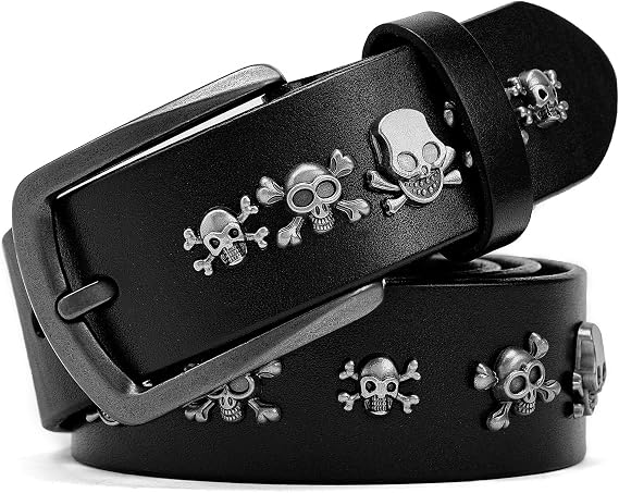 Black Studded Belt For Men Black Western Cowboy Belt for Men Women Western Cowboy Cowgirl Punk Studded Belts Y2k - skull wallet