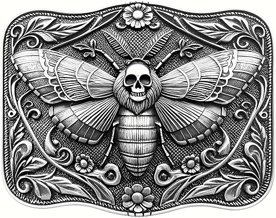 Western Belt Buckle, Texas Longhorn Bull, Skull Moth & Lion Buckles - skull wallet