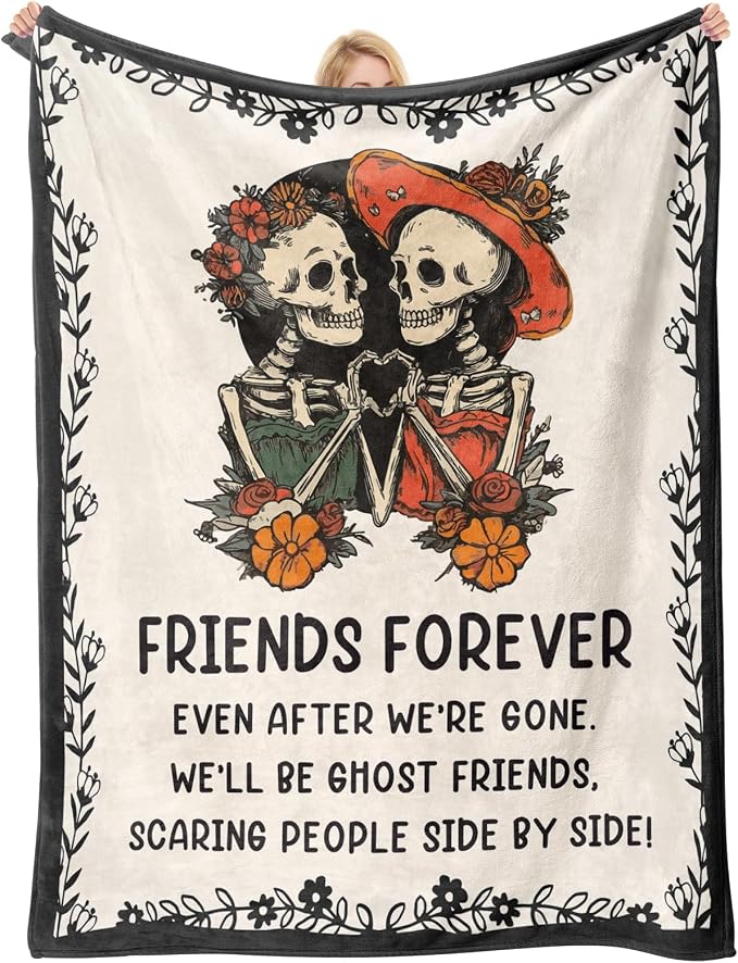 Buioata Halloween Friend Gifts for Women, Blanket 60"x50" - skull blanket