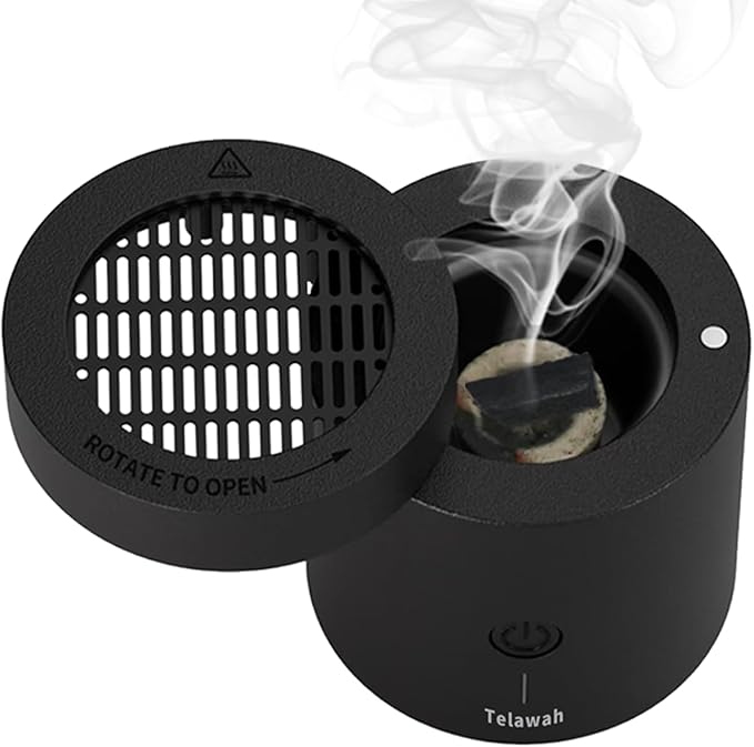 Portable Mini Incense Burner Bakhoor.120 Seconds Charcoal Resin Incense Burner.Rechargeable USB Aromatherapy Diffuser Electric Arabic Incense Holder Muslim Home Decor - skull incense burner