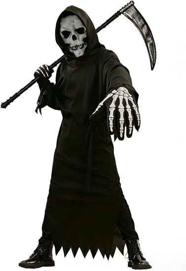 Grim Reaper Costume Kids Scary Skull Halloween Costumes for Boys - sugar skull costume