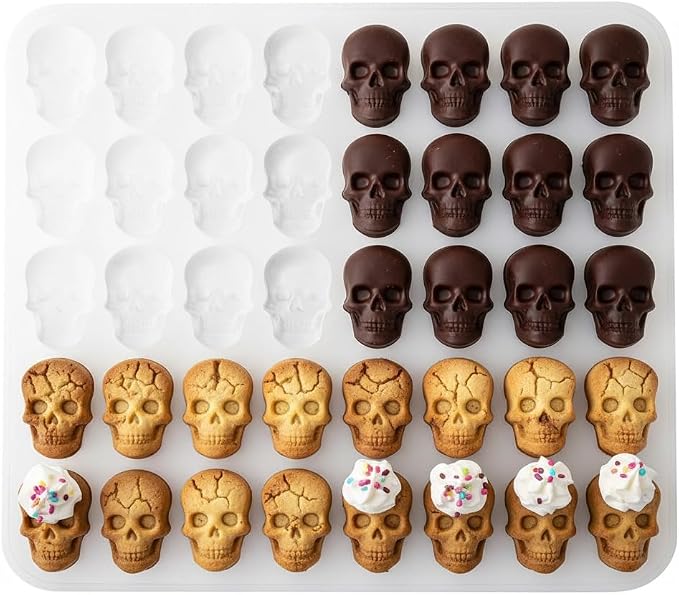 Halloween Silicone Molds, 40 Cavity Mini Skull Mold for Candy DIY - skull ashtray