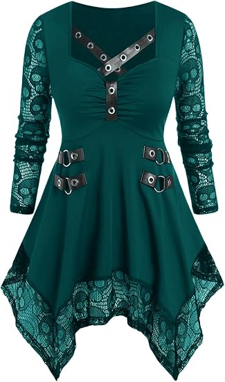 Rosegal Women's Plus Size Tunic Goth Top - skull tank tops