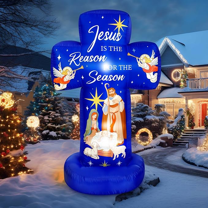 Civaner 6ft Outdoor Christmas Inflatable Nativity Scene Built in LED Light - skull inflatable