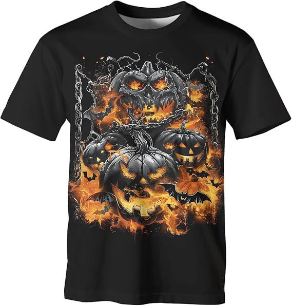 Men's Halloween Skull T-Shirt Fun Skeleton Pumpkin Ghost Graphic Tee - skull tshirt