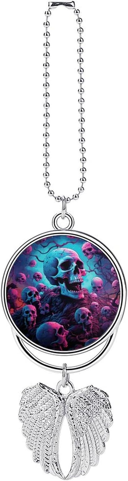 Color Skull Pictures Rear View Mirror Hanging Accessories Car Hanging Ornament Cute Car Accessories for Men Women Cars Mirror Decor Funny Truck Cars Pendant Auto Charms Color Skull Pictures