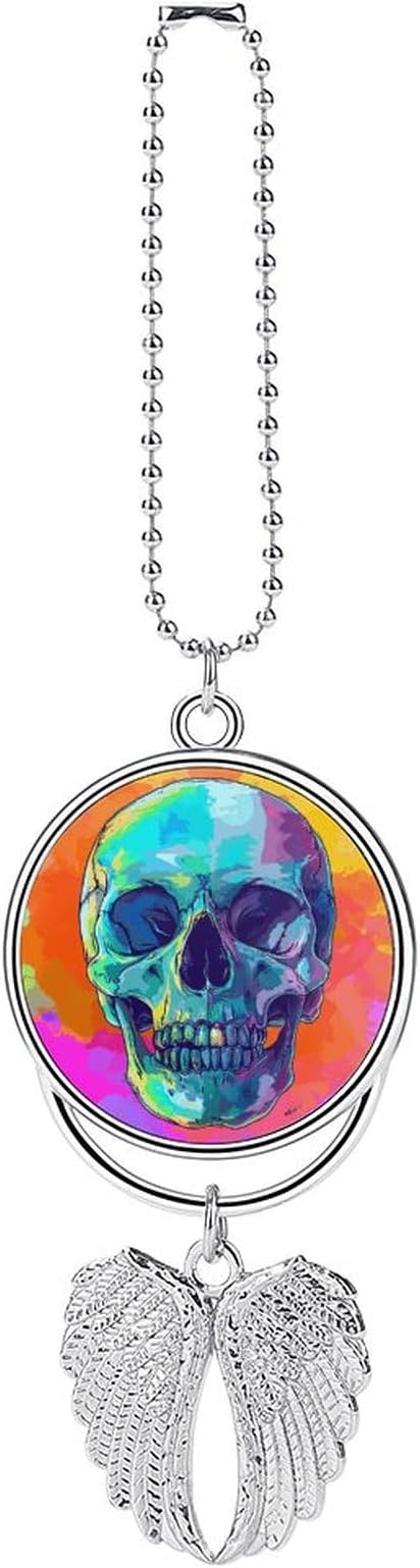 Cartoon Style Skull Rear View Mirror Hanging Accessories Car Hanging Ornament Cute Car Accessories for Men Women Cars Mirror Decor Funny Truck Cars Pendant Auto Charms Cartoon Style Skull