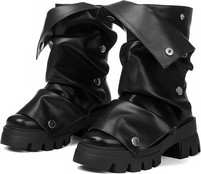 Celbreez Slouch Boots Combat Boots Womens Slouchy Platform Boots - sugar skull costume