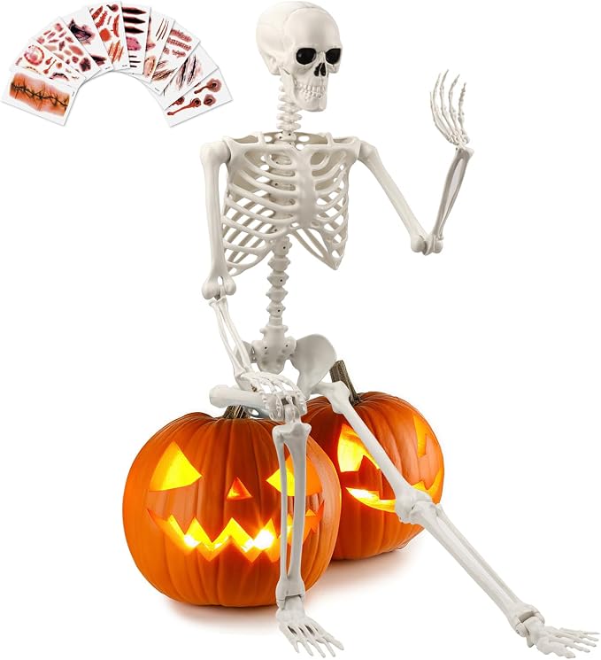 5.4 FT Halloween Life Size Skeleton, Full Size Skeleton Poseable - skeleton