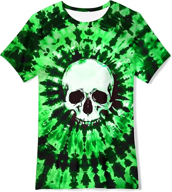 Boys Tie Dye Shirt Kids Rainbow Shirts Size 4-16 - skull tshirt