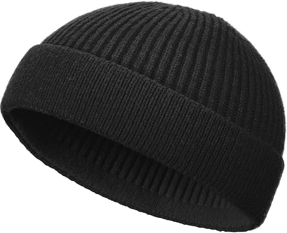 Wool Fisherman Beanie for Men Wome, Thin Knit Winter Hats Skull Cap - skull watch