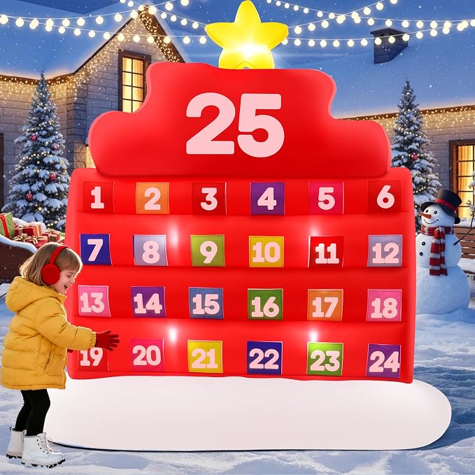 Christmas Advent Calendar Inflatables 2025, 7FT Christmas Countdown Calendar Inflatable Outdoor Decoration with Daily Surprise Designs & Lights, Large Xmas Blow Up Decor for Indoor Outdoor Yard - skull inflatable