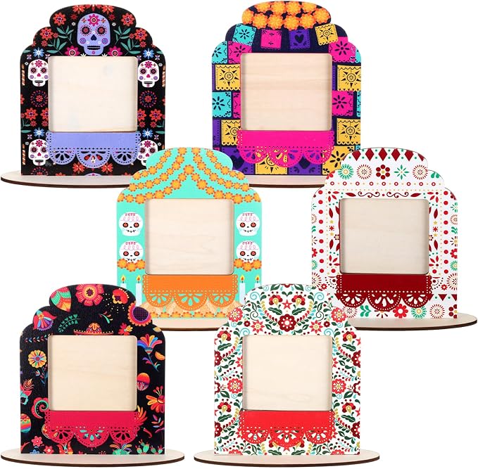 GlikCeil 6 Set Dia De Los Muertos Altar Decorations Large Picture Frames - skull wall art