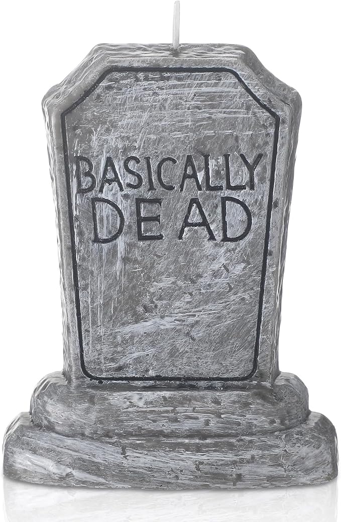 Conelist Basically Dead Tombstone Candle Grey Halloween Cake Party Decor - skull candle