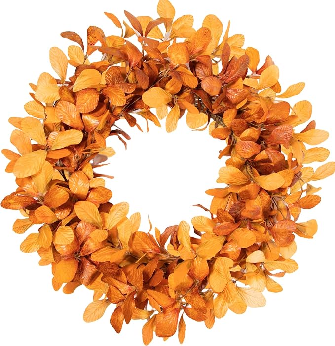 24 Inch Artificial Autumn Wreaths – Fall Leaves Wreath Front Door Decor for Harvest Farmhouse Style, Thanksgiving Halloween Holiday Decor Indoor Outdoor Use