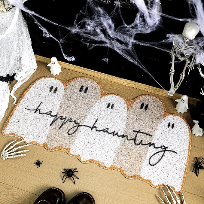 Tinideya Halloween Ghost Welcome Doormat Outdoor Coir Door Mat - skull floor mat