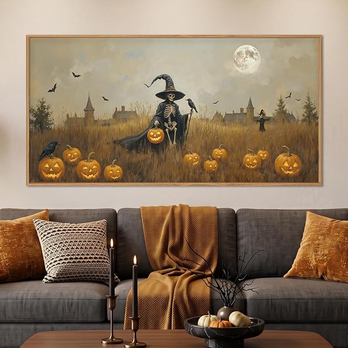 Celestdeco Halloween Ghost Reaper Framed Canvas Wall Art Set-40×20″×1