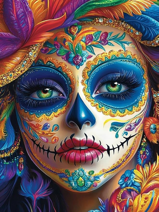 5D Sugar Skull Women Diamond Art 12x16 Inch Full Drill Diamond Painting Kits for Adults & Beginners - DIY Art Crafts for Relaxation and Home Wall Decor 632A - skull painting