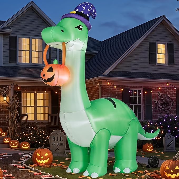 12FT Giant Halloween Decorations Inflatable Dinosaur Outdoor Decor. - skull inflatable