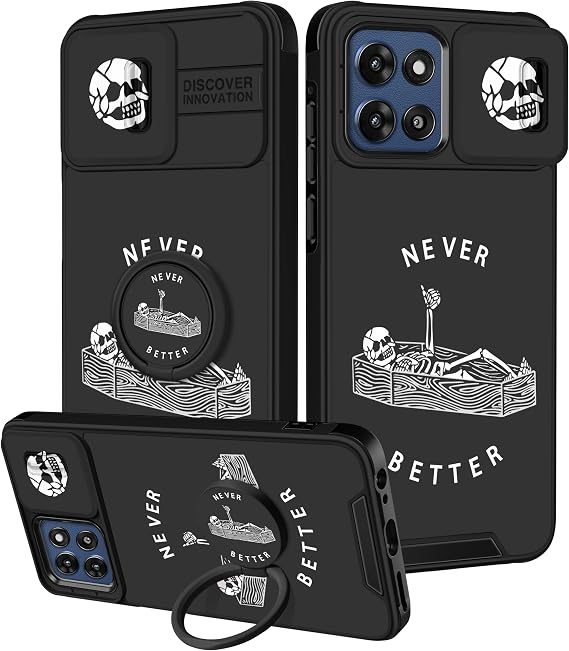 for Moto G Stylus 5G 2025/2026 Case - Women Girls Cute Phone Cover Girly Design Slide Camera Cover with Ring Stand Holder Cases for Motorola G Stylus 5G 2025/2026, Lying Skull - Skull phone case