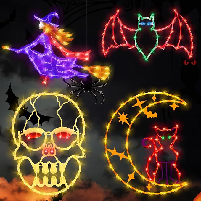 TRWYMZ Halloween Decorations - 16" Halloween Window Silhouette Lights - string light