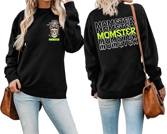 LOTUCY Halloween Sweatshirts Women Spooky Tee Ghost Pullover Fall Outfits - skull sweatshirts