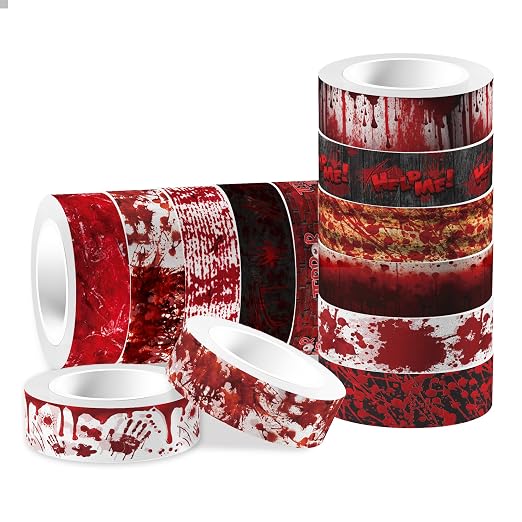 12 Rolls Halloween Washi Tape 5m x 15mm Bloody Pattern Masking Tape - skull sticker
