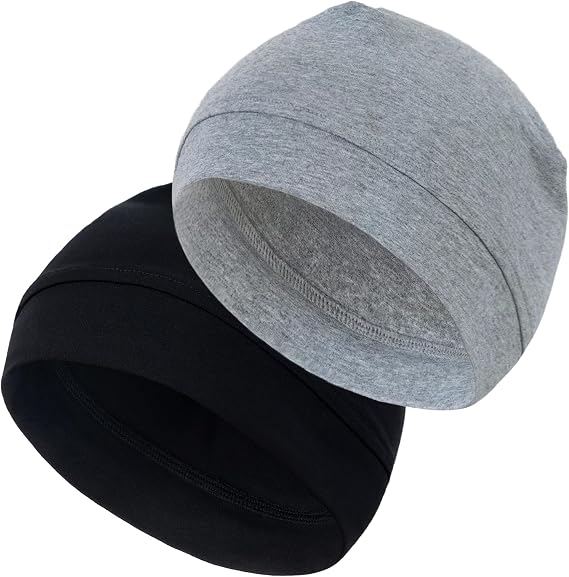 100% Cotton Skull Caps for Men Women, Sleeping Cap Beanie for Locs - skull hat