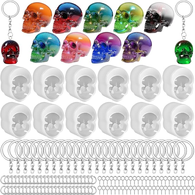 12 PCS Mini Skull Resin Molds, Little Skull Molds 12 Pcs Key Ring Accessory - skull ashtray
