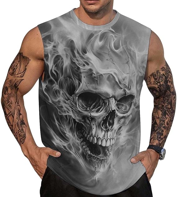 Mens Summer Graphic Workout Tank Tops Gym Sleeveless Muscle Shirt