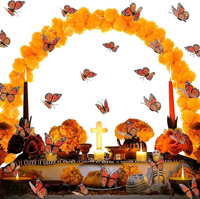 Day of The Dead Marigold Arch Kit Ofrenda Altar Decor, Orange - skull carpet