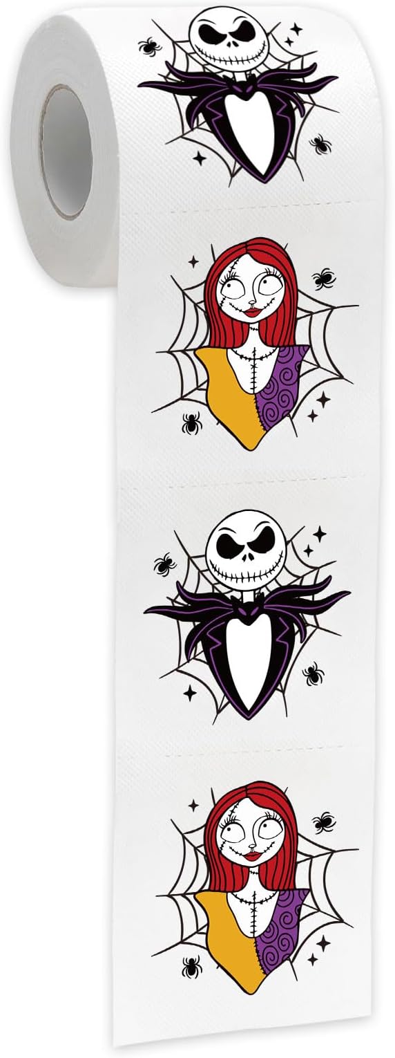Nightmare Before Halloween Bathroom Toilet Paper, Jack Sally Toilet Papers, Nightmare Christmas Bathroom Decorations Party Supplies, Halloween Gag Gift for Friends Coworkers