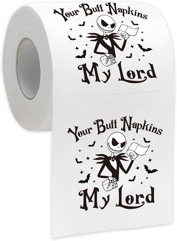 Funny Halloween Bathroom Decorations, Nightmare Before Halloween Toilet Papers for Women Men, Jack Nightmare Christmas Bathroom Toilet Paper, Halloween Gag Gift for Friends Coworkers - skull toilet paper
