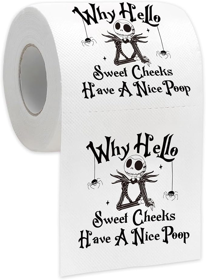 Nightmare Before Halloween Bathroom Toilet Paper, Funny Jack Toilet Papers, Nightmare Christmas Bathroom Decorations Party Supplies, Halloween Gag Gift for Friends Coworkers - skull toilet paper