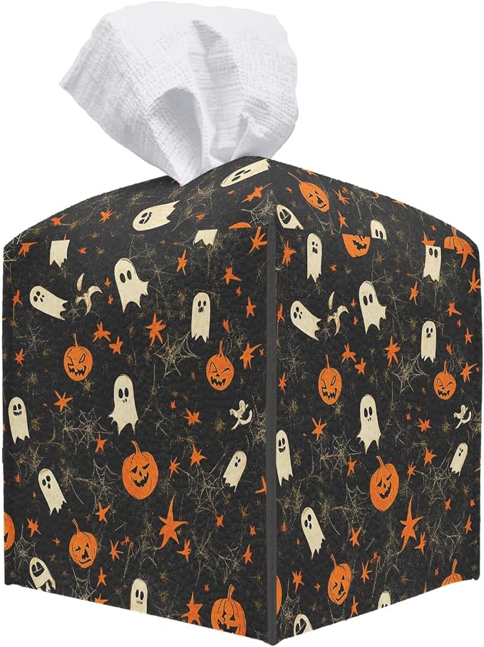 Halloween Pumpkin Ghost Tissue Box Cover - skull toilet paper