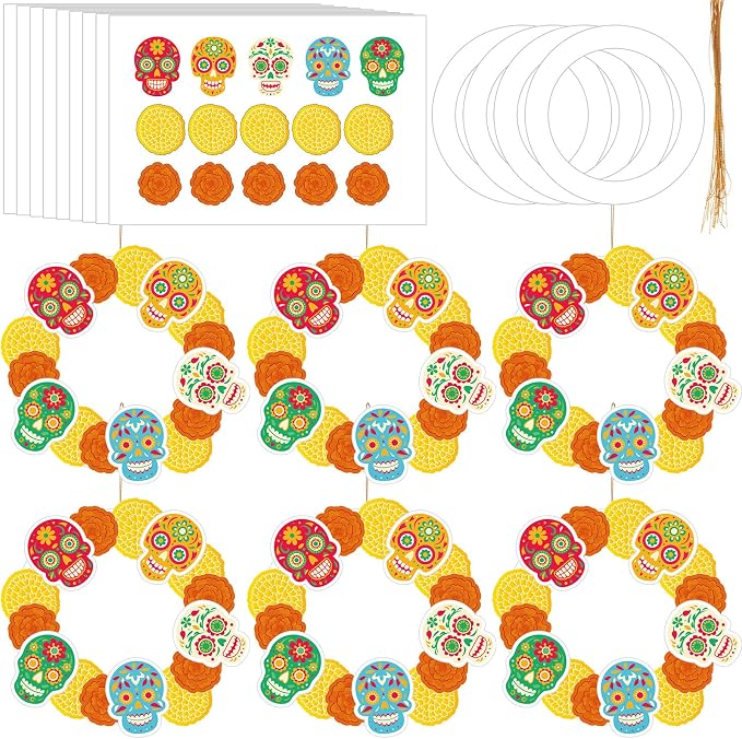 Gersoniel 24 Set Day of The Dead Crafts Kit Dia De Los Muertos - sugar skull ornament