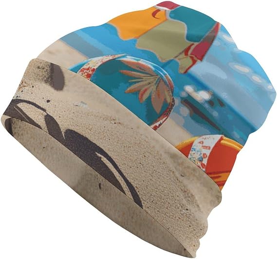 Colorful Flip Flops Beach Ball Beanie Hat Soft Warm Skull Cap Lightweight Slouchy Hip-Hop Beanie Cap Knit Hats for Women Men Outdoor - sugar skull costume