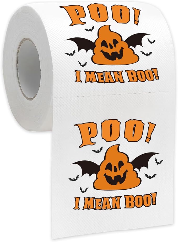 Funny Halloween Bathroom Decorations, Cute Halloween Toilet Papers for Women Men, Poo I Mean Boo Bath Room Toilet Paper, Spooky Home Decor, Novelty Halloween Gag Gift for Friends Coworkers