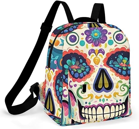 Small Backpack for Women Lightweight Backpack Purse Casual Daypack Colorful Sugar Skull Backpacks for Travel Work - sugar skull handbags for sale
